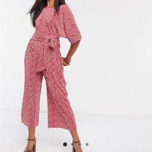 Kimono Sleeve Plisse Jumpsuit